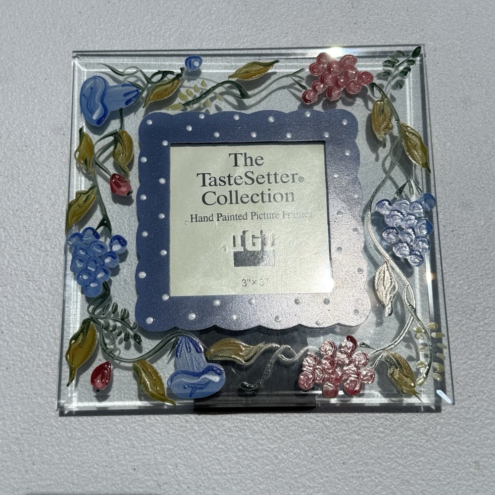 Hand Painted Floral Glass Picture Frame Cottage‎ Core  3x3 Botanical